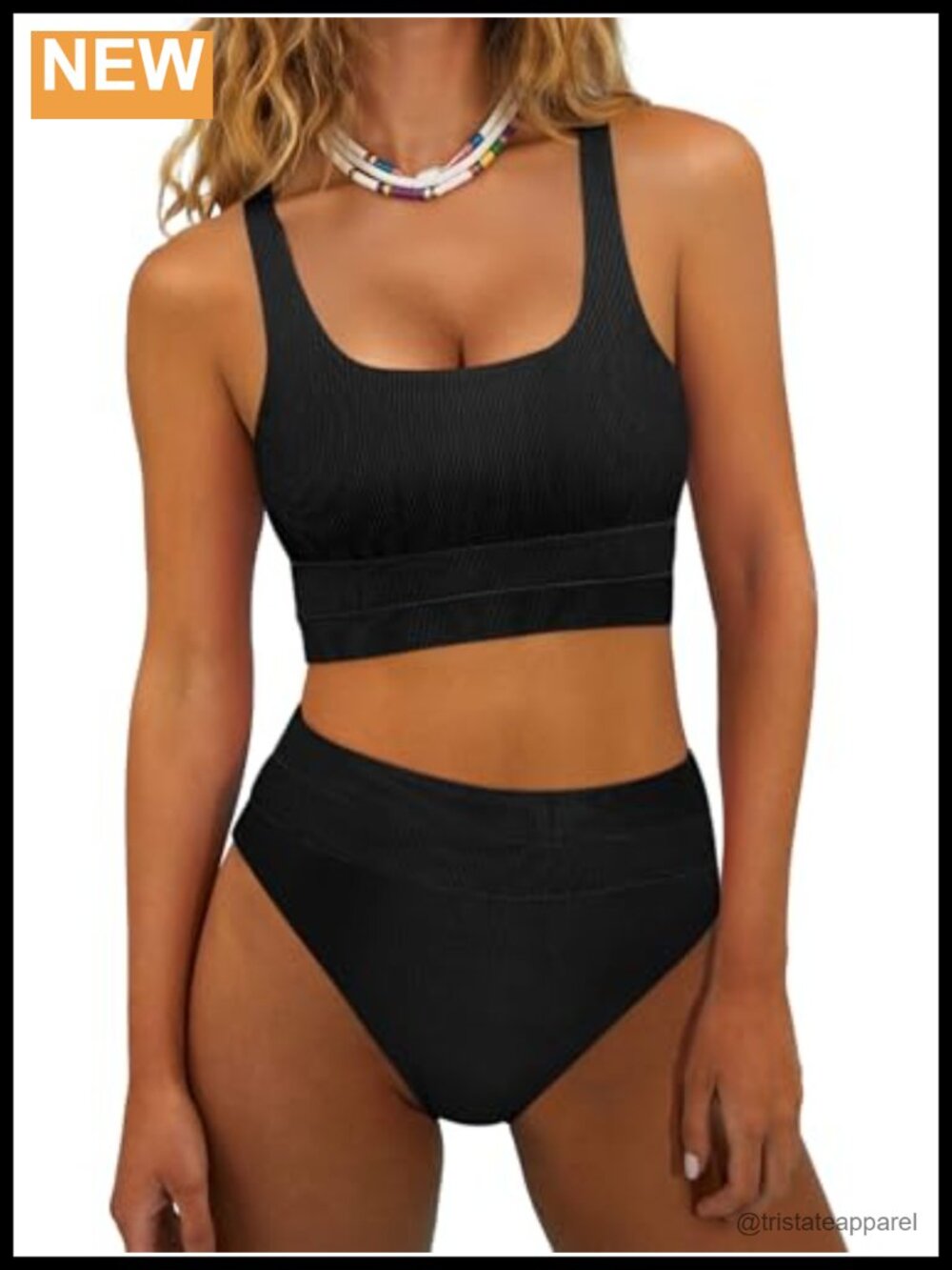 High Waisted Bikini Set Slim Fit Adjustable Straps Tummy Control Swimwear
